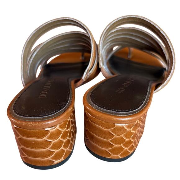 Donald Pliner Strappy Leather Slides with Reptile Embossed Block Heels size 6 - Picture 6 of 16
